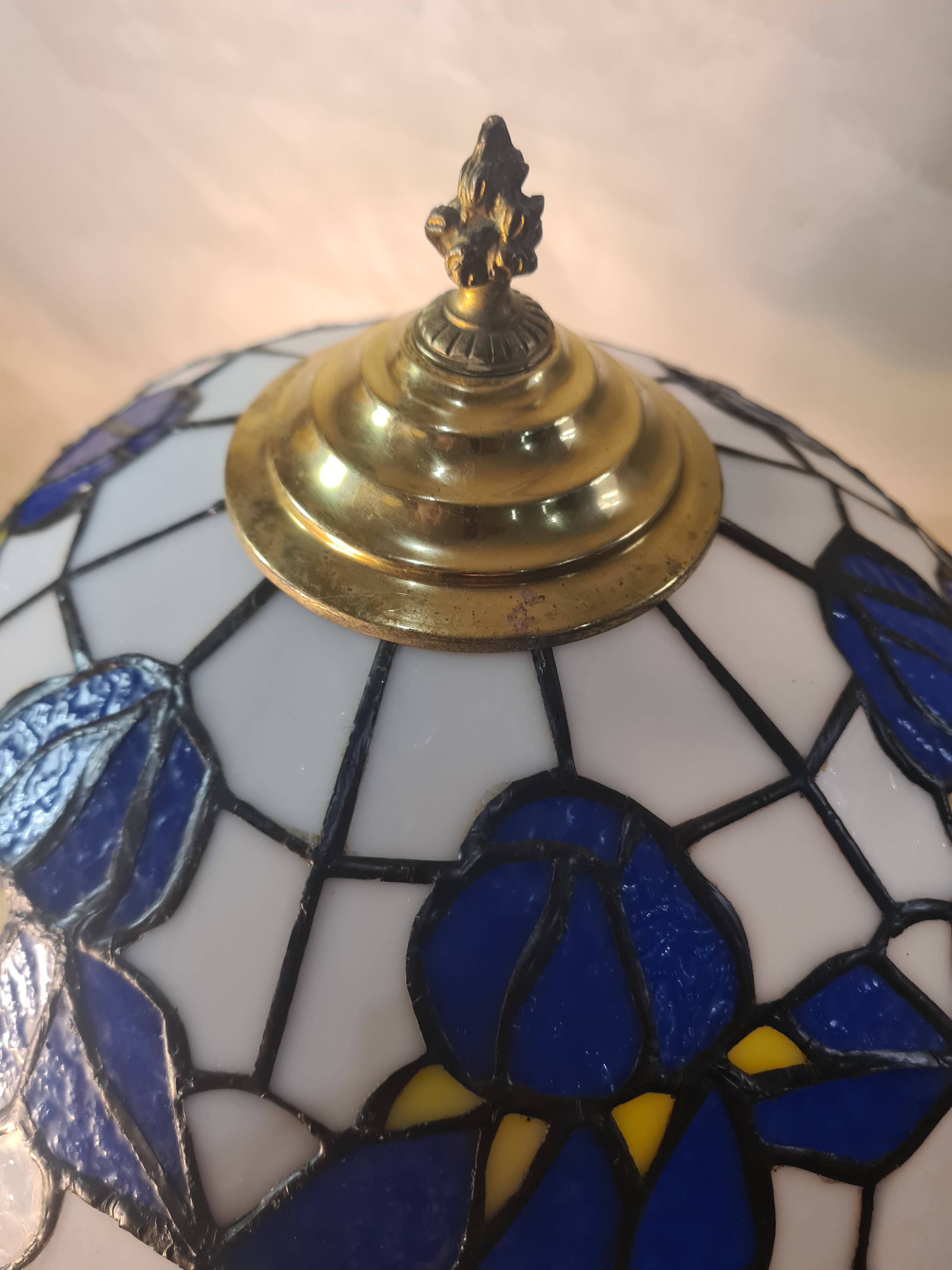 antique bronze floor lamp from the 19th century in superb condition with a beautiful iris glass shade