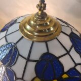 antique bronze floor lamp from the 19th century in superb condition with a beautiful iris glass shade