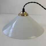 Ancienne suspension conique en opaline vintage