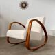 Fauteuil bois courbé rocking-chair des annees 50 style art deco design français bois et bouclette