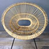 Rattan and metal armchair