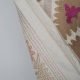 Vintage Suzani Pastel Tablecloth - Uzbek Embroidery Wall Hanging Decor