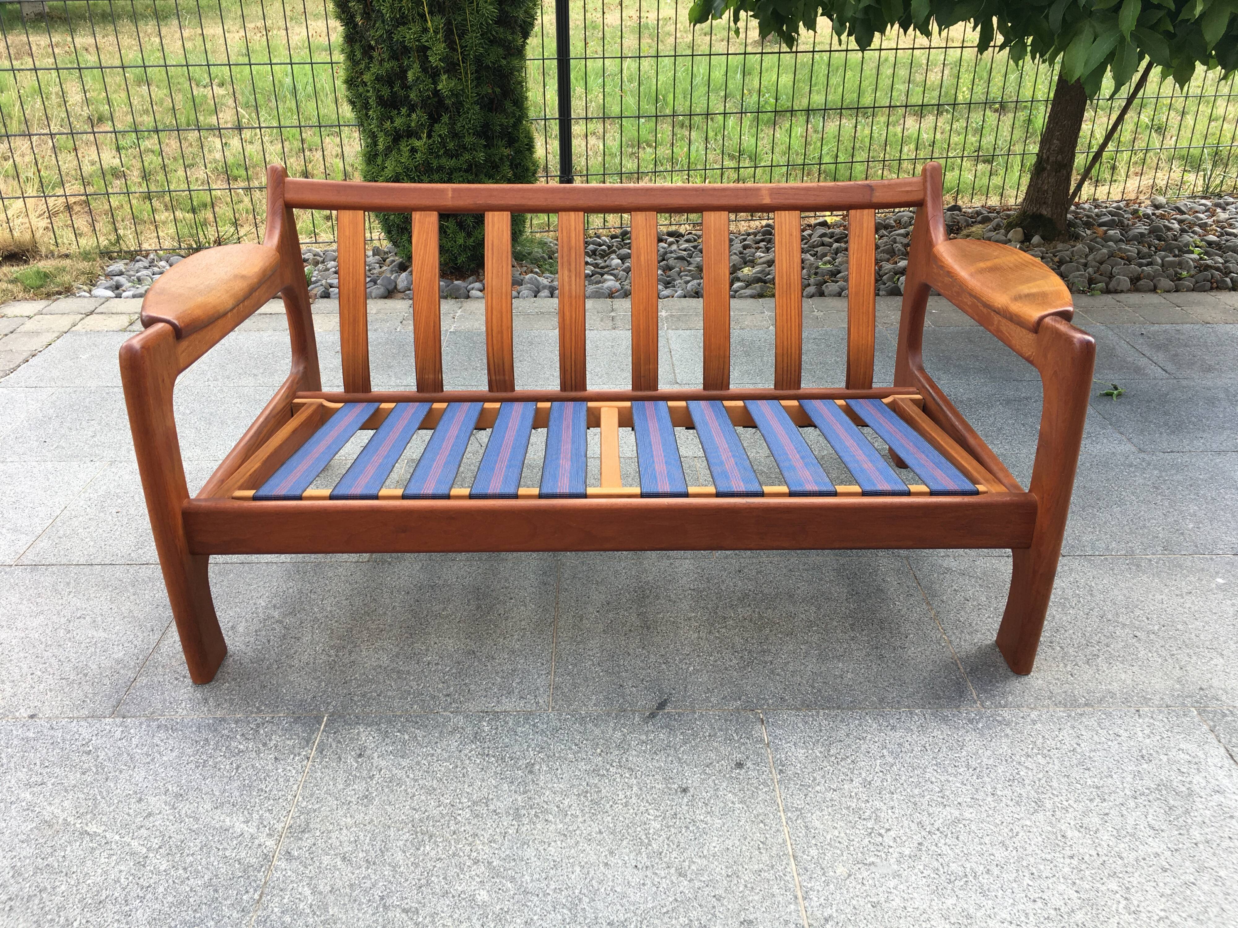 Scandinavian teak 2-seater sofa 60s