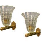Murano Glass Brass Wall Sconces Set of 2 1980’s