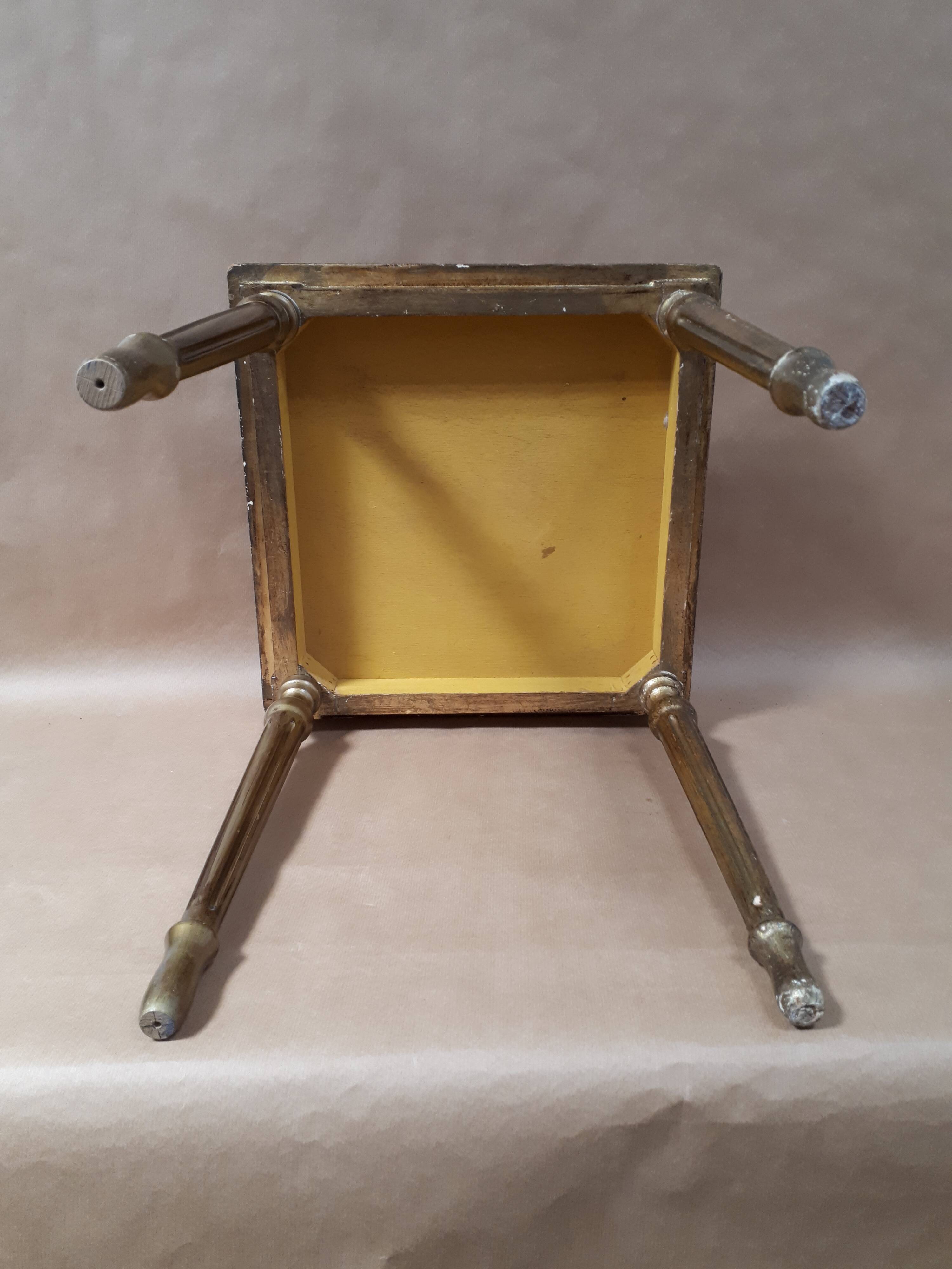 Square pedestal table gilded wood florentine style vintage 1950