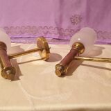 Paire d'appliques laiton et opaline design vintage