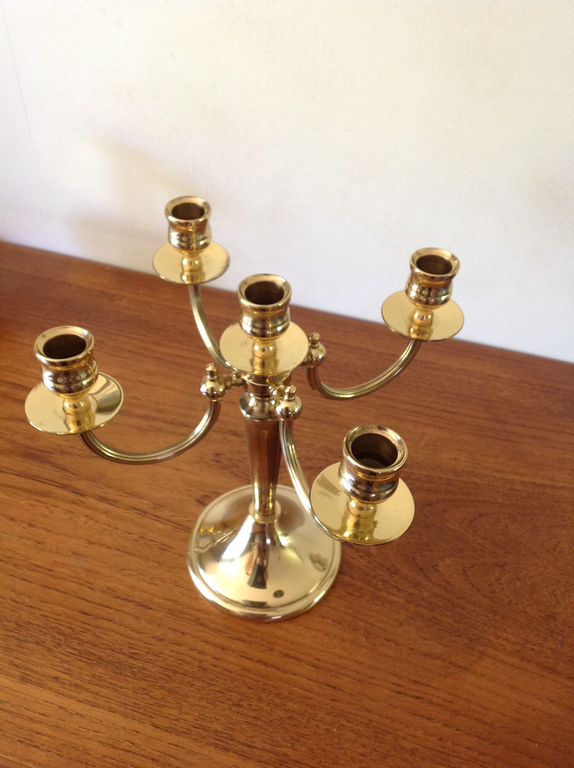 Antique bronze candlestick gilt brass 5 candles