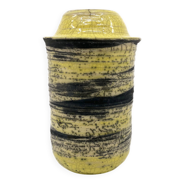 Vase artisanal en céramique craquelé  • années 80 • signé