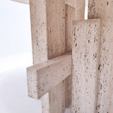 Mid-century modern travertine dining table
