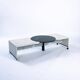 Table basse réglable en marbre noir et blanc italien, années 1980