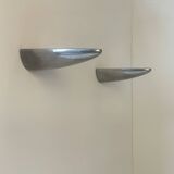 Pair of vintage wall lights, cast aluminum, France, 1980