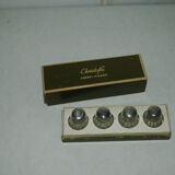 Set of 4 silver salt shakers and Christofle glass