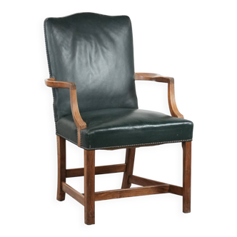 Old English cowhide and wooden Gainsborough side/desk chair
