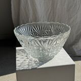 Large glass salad bowl with diamond points D30