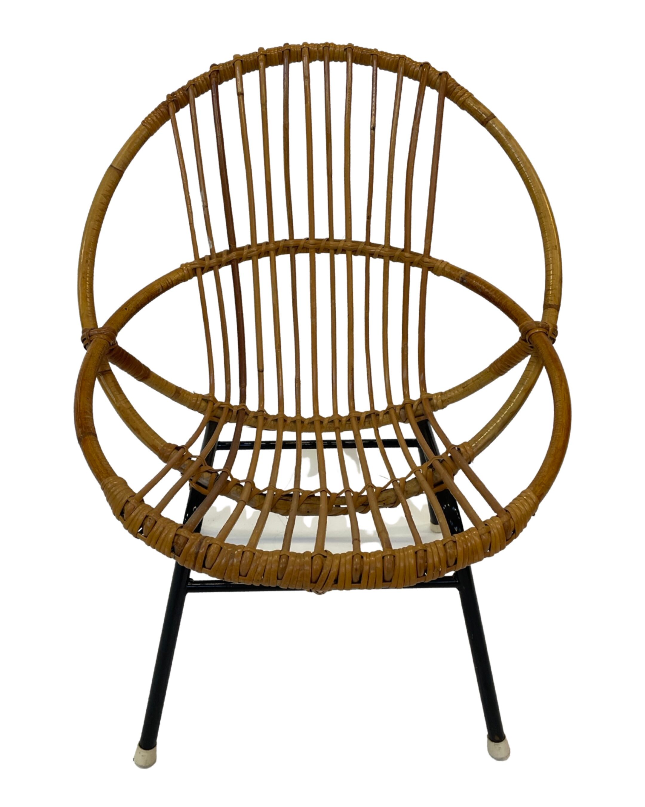 Fauteuil vintage en rotin par Dirk van Sliedregt Rohe Noordwolde 1960 aux Pays-Bas