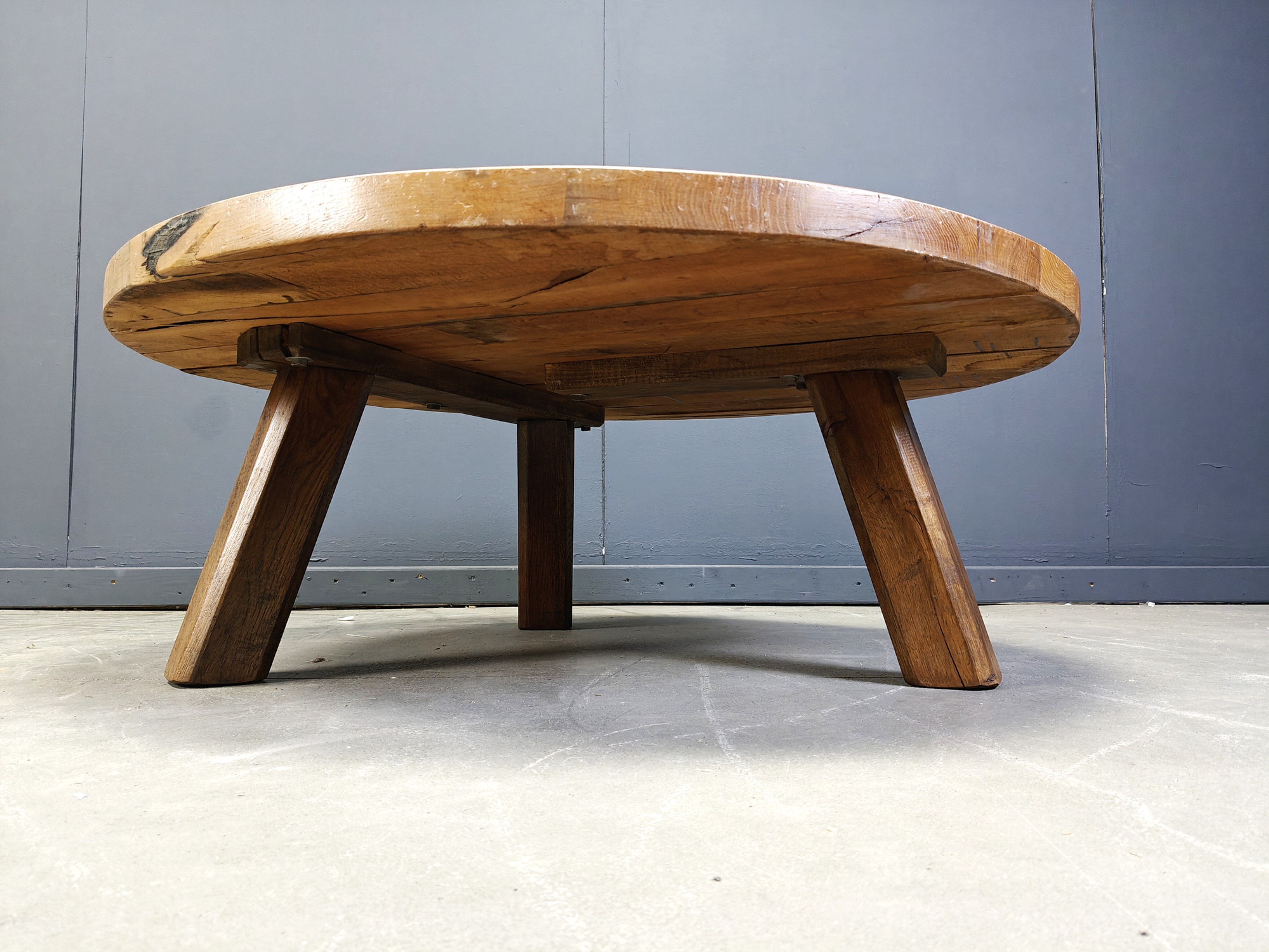 Brutalist tripod coffee table, 1960s