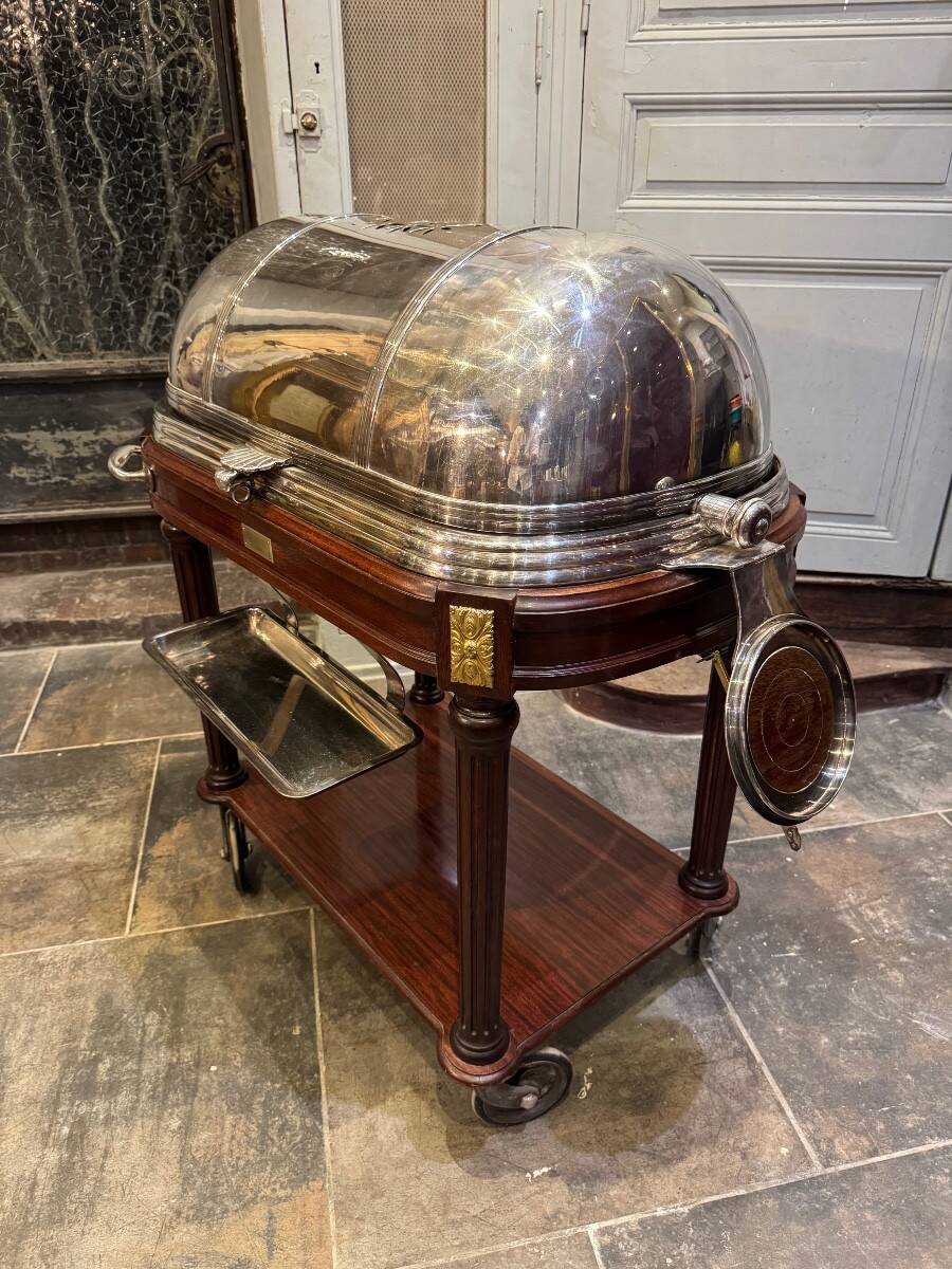 Silver-plated metal cutting trolley in the Louis XVI style