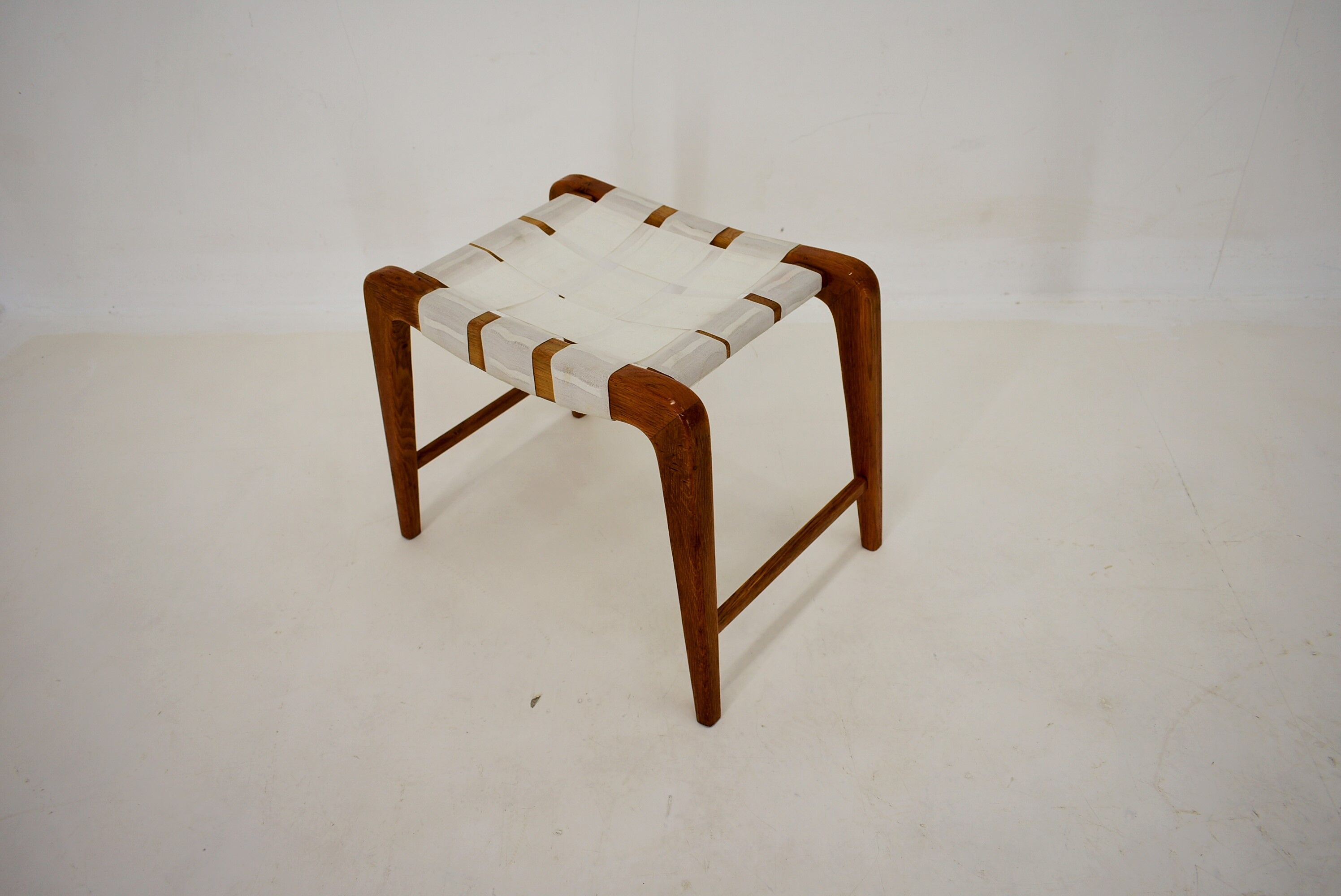 1940s, Jan Vanek Sculptural Oak Stool or Ottoman, Czechoslovakia