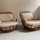 Paire de Fauteuils en rotin Roche Bobois