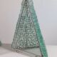 Pair of pyramid-shaped wall sconces in glass in vintage French style.