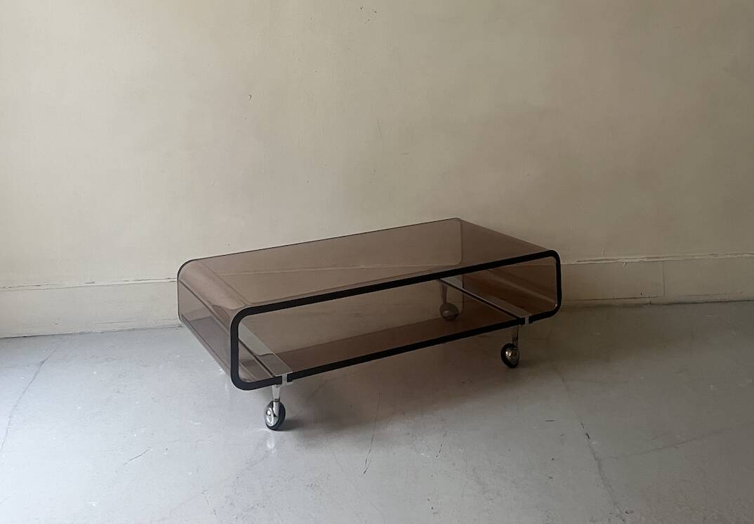 Michel Dumas Création - Smoked plexiglass coffee table for Roche Bobois 70