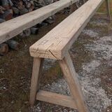 Pair of oak farmhouse benches 228 cm