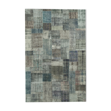 Handwoven Oriental Overdyed 201 cm x 300 cm Grey Patchwork Carpet