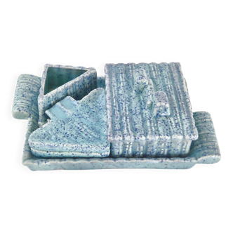 Vintage 1950s italian blue ceramic tobacco set 50s rockabilly