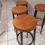 Suite de 4 tabourets de bar bistrot baumann vintage années 1960