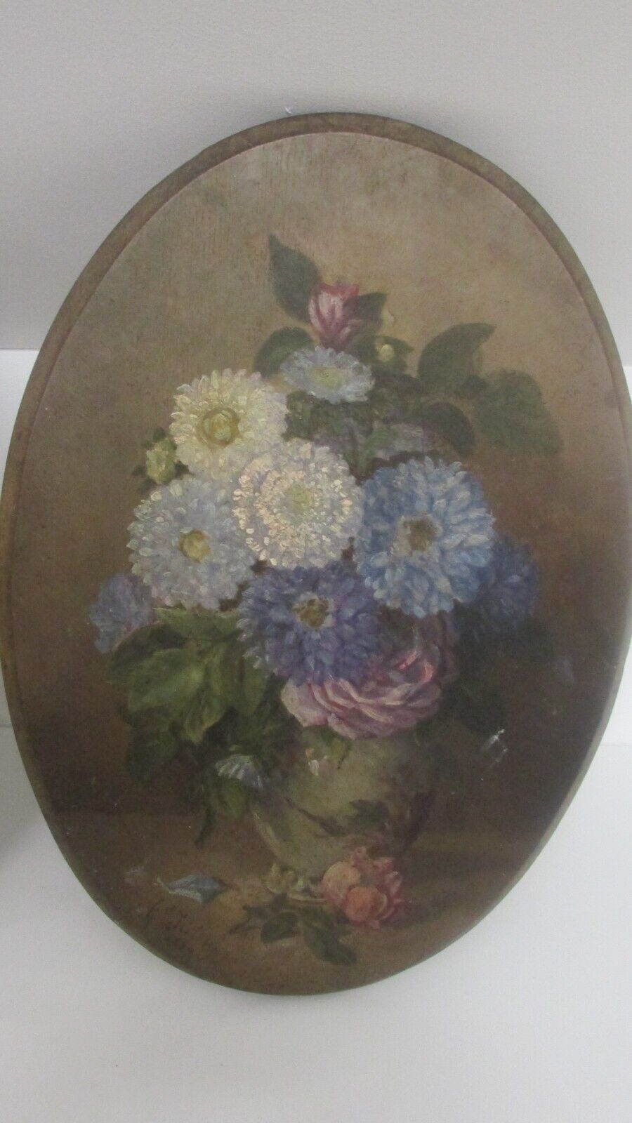 Paire de médaillons nature morte XlXe siècle
