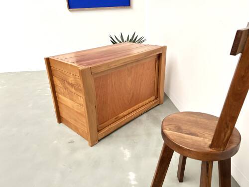 Solid elm chest of drawers, Maison Regain, circa 1970