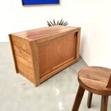 Commode en orme massif, Maison Regain, circa 1970