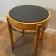 Pedestal table in sycamore veneer, chrome and marble top