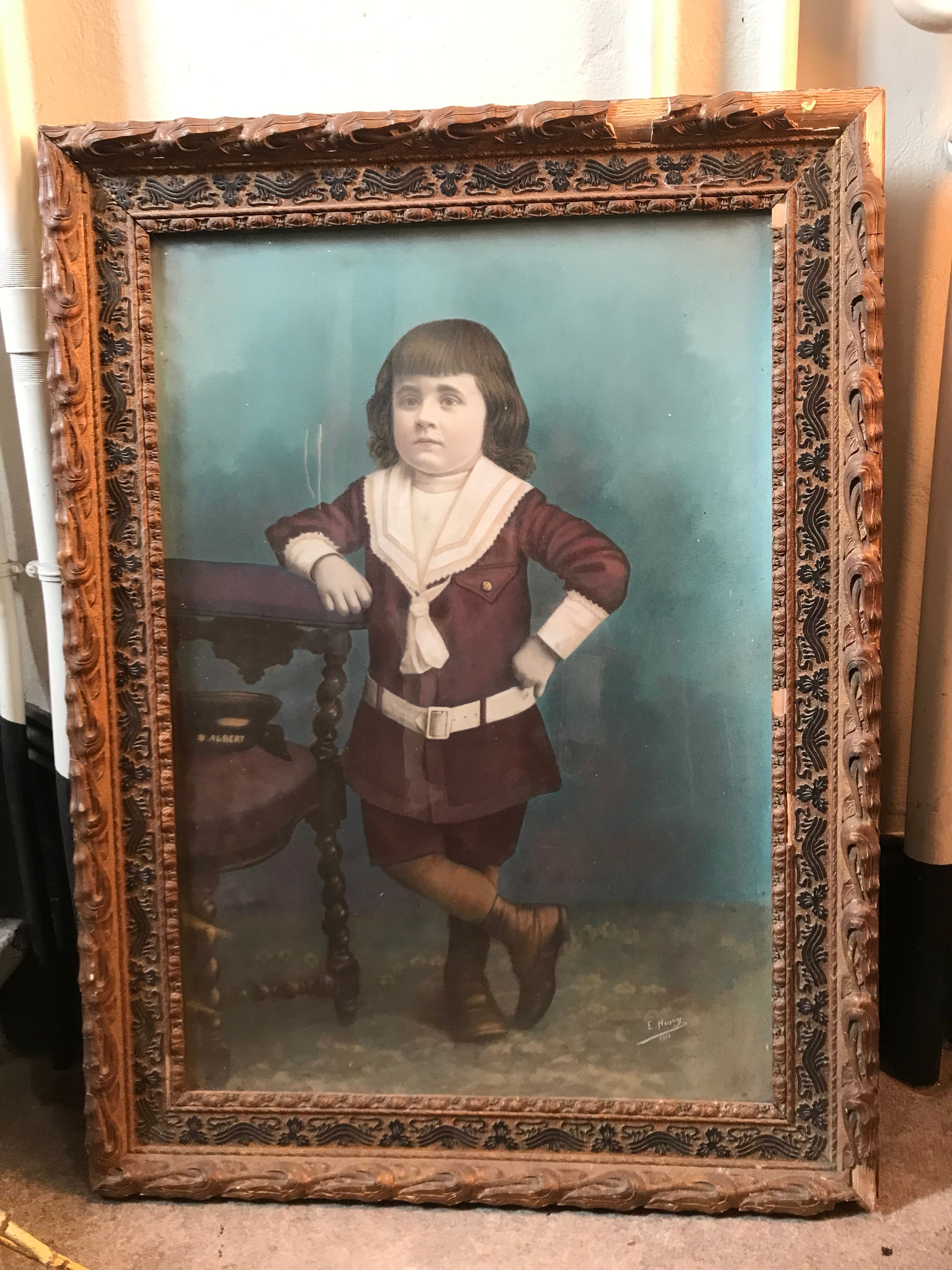 Pastel portrait of an early 20th century child