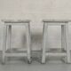 Paire de tabouret de peintre blanc vintage bois