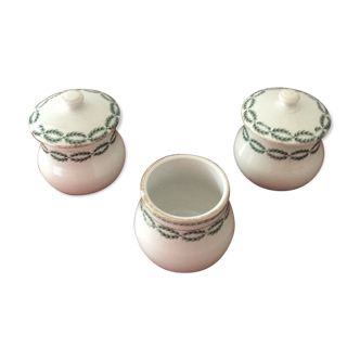 Lot of 3 small pots including 2 with lids DIGOIN Sarregumines Nobilis 1900