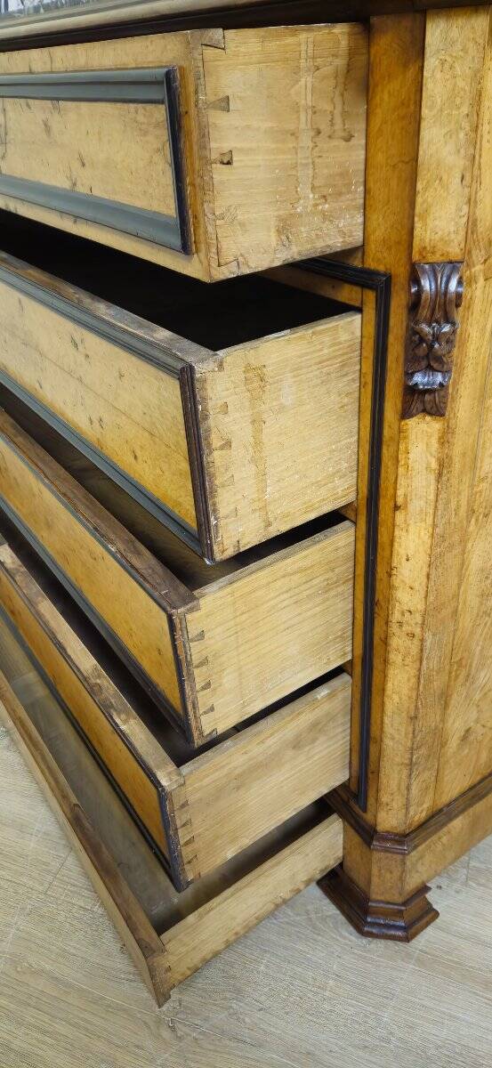 Charles X period commode in maple and blackened pear (circa 1820)