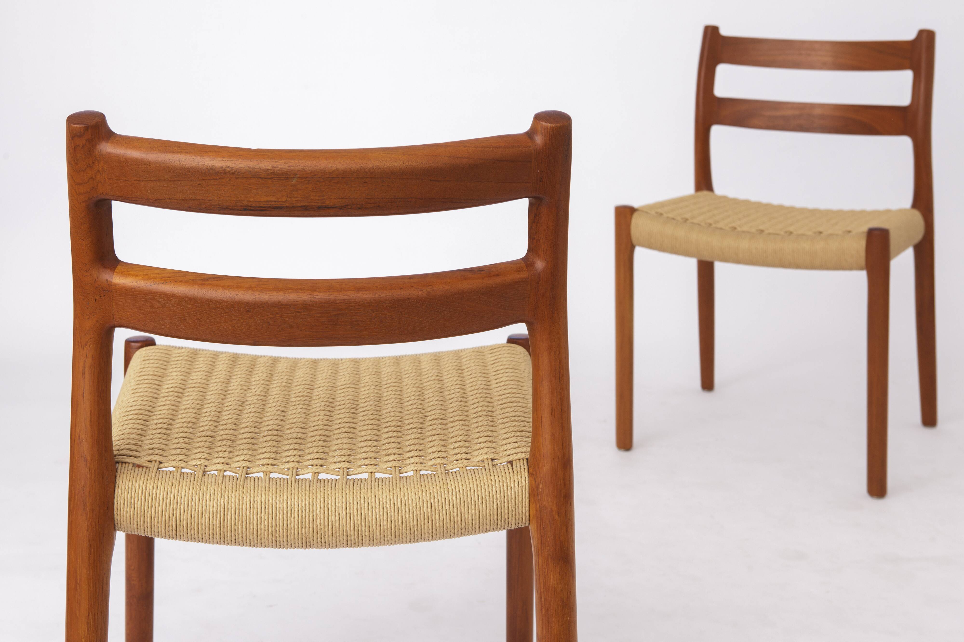 Set of 4 Niels Otto Møller Model 84 Chairs – Danish Teak & Paper Cord, 1970