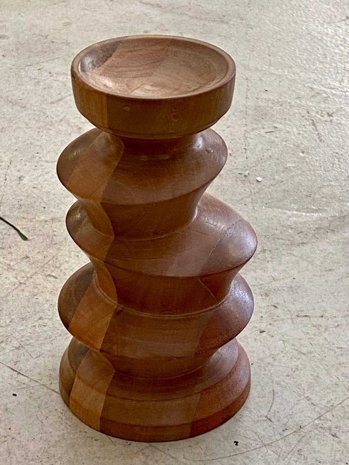 Turned wooden candle holder
