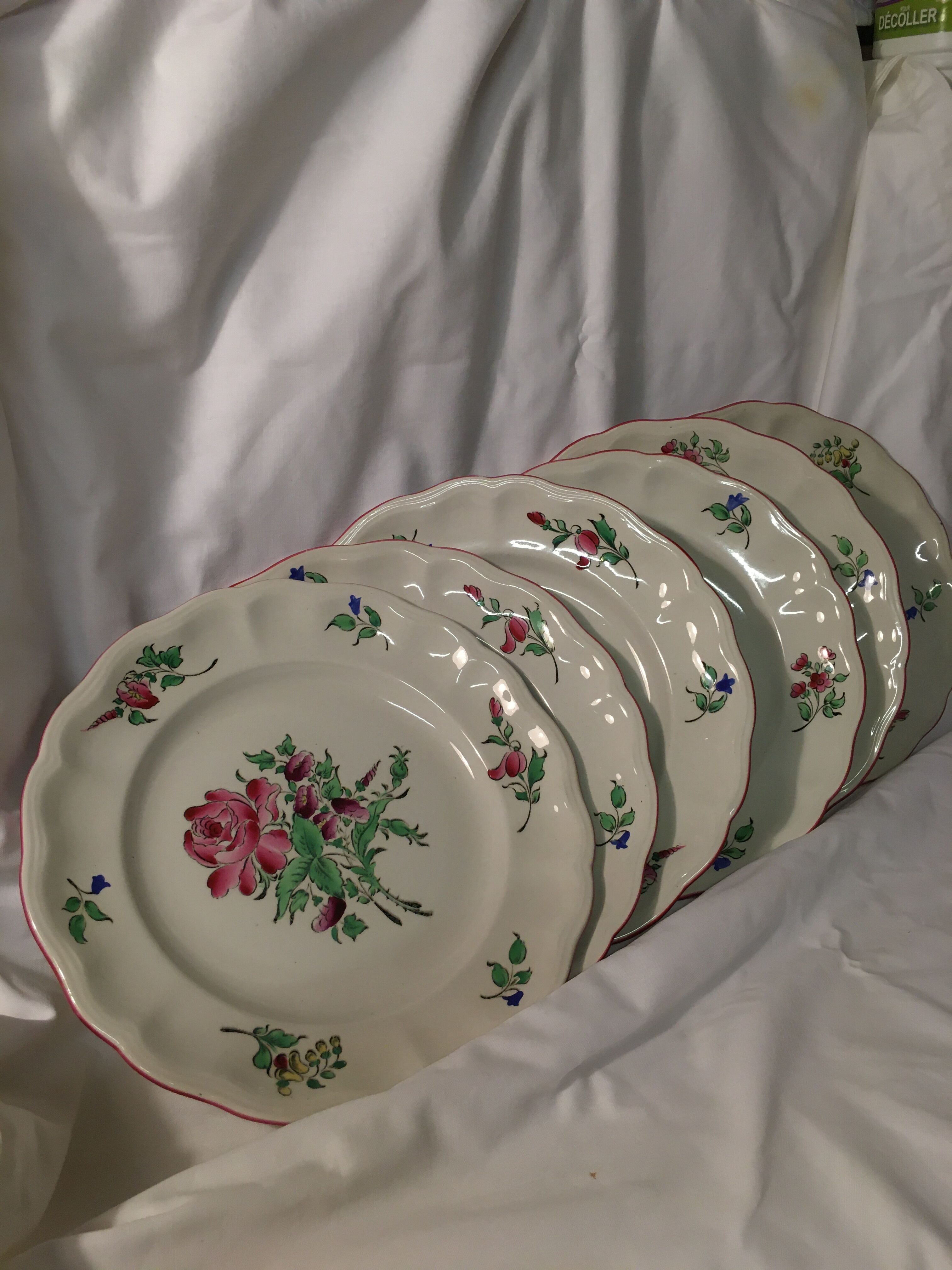 6 flat plates earthenware Lunéville