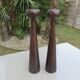 Pair of large Scandinavian teak candlesticks, vintage 1960.