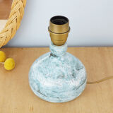 Pied de lampe en grès émaillé bleu signé années 60 ou 70