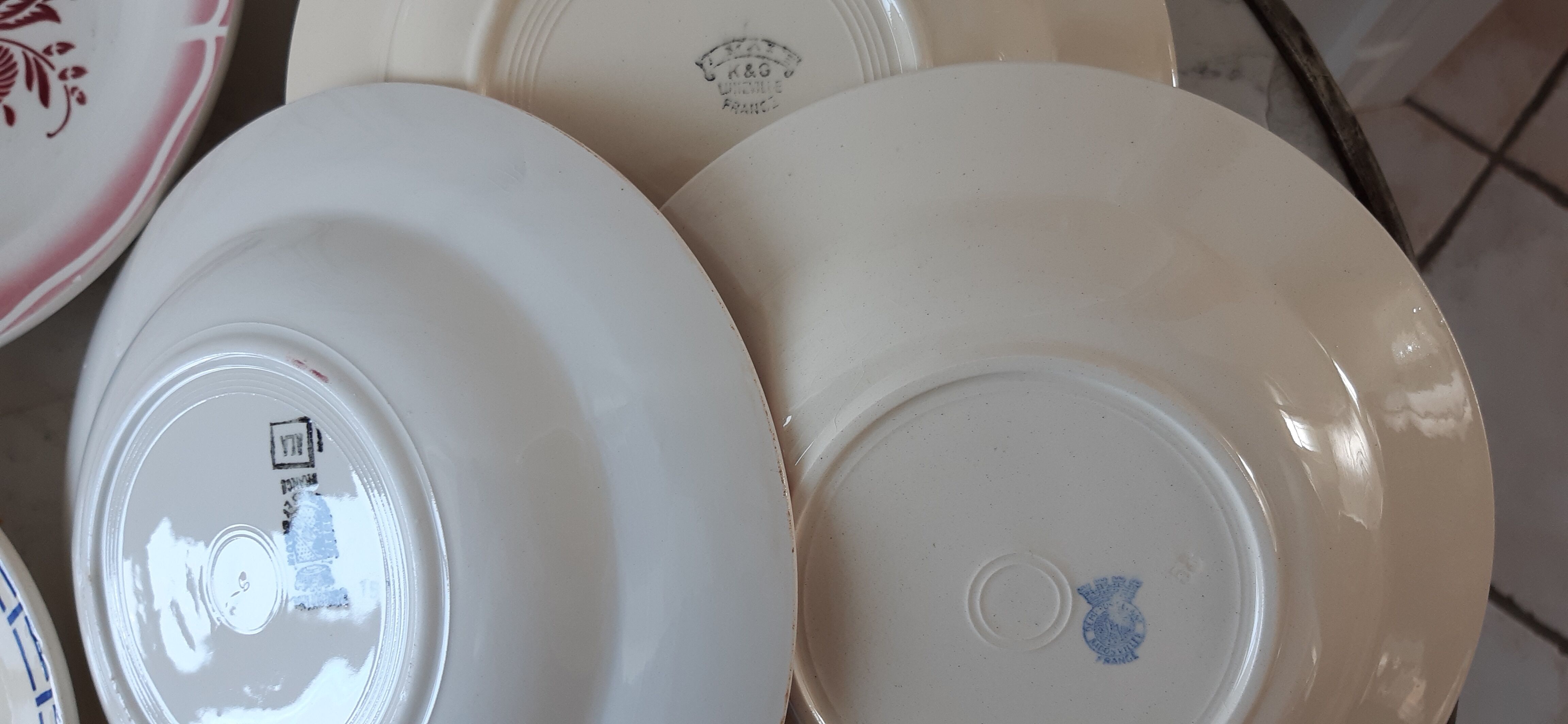 Lot de 6 assiettes creuses dépareillées Digoin Lunéville et Badonviller années 30-40