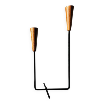 Rare teak and metal candle holder from the mid-century, Denmark, 1960s