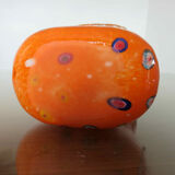 Vase "handbag" in orange Murano glass 60s 70s