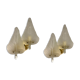 Midcentury Italian Murano Glass Leaf Sconces, Set of 2