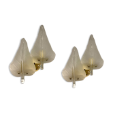 Appliques italiennes en feuilles de verre de Murano du milieu du siècle, ensemble de 2