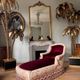 Napoleon III period chaise longue in burgundy velvet with floral decoration -