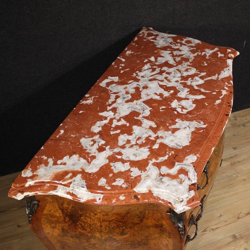 Lombard inlaid dresser in Louis XV style with marble top
