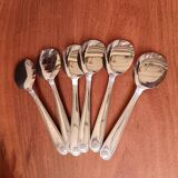 6 coupes à glace et cuillères en acier inoxydable, français, bol inox